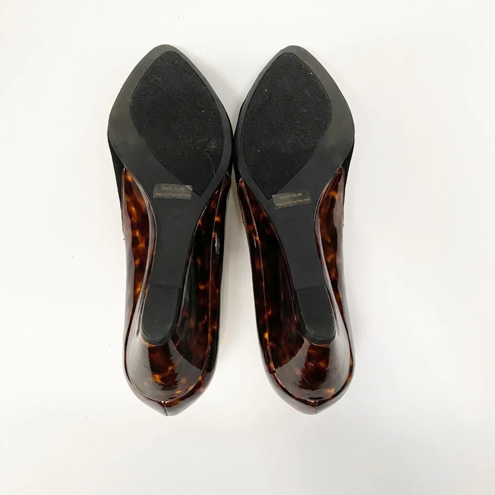 Audrey Brooke Tortoise and Suede Wedge Heels